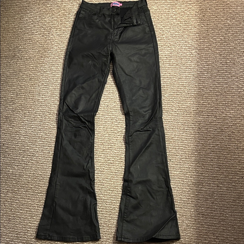 Edikted Faux Leather Black Flare Pants